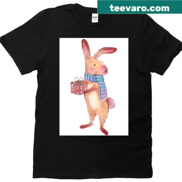 Oversized t-shirt with a cute Christmas bunny illustration