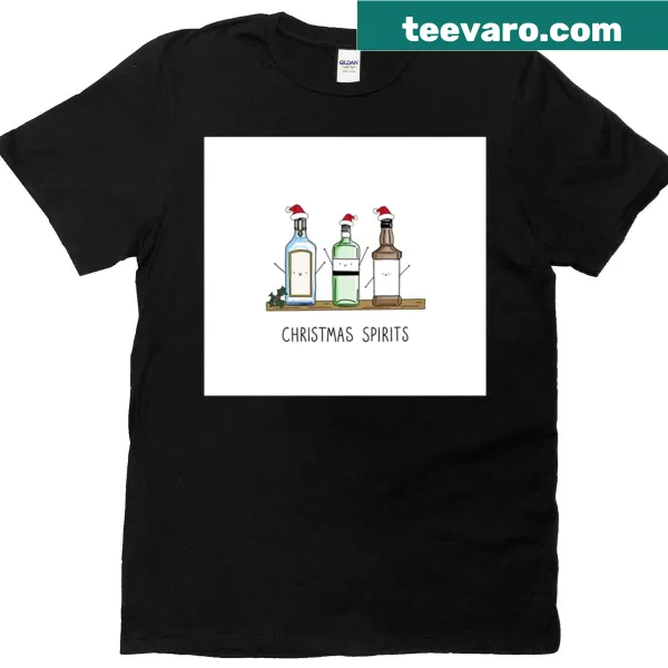 Playful illustrations of Christmas spirits on a t-shirt
