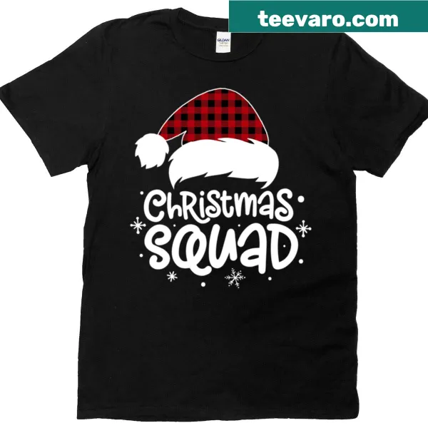 Family matching T-shirt with buffalo plaid Santa hat design