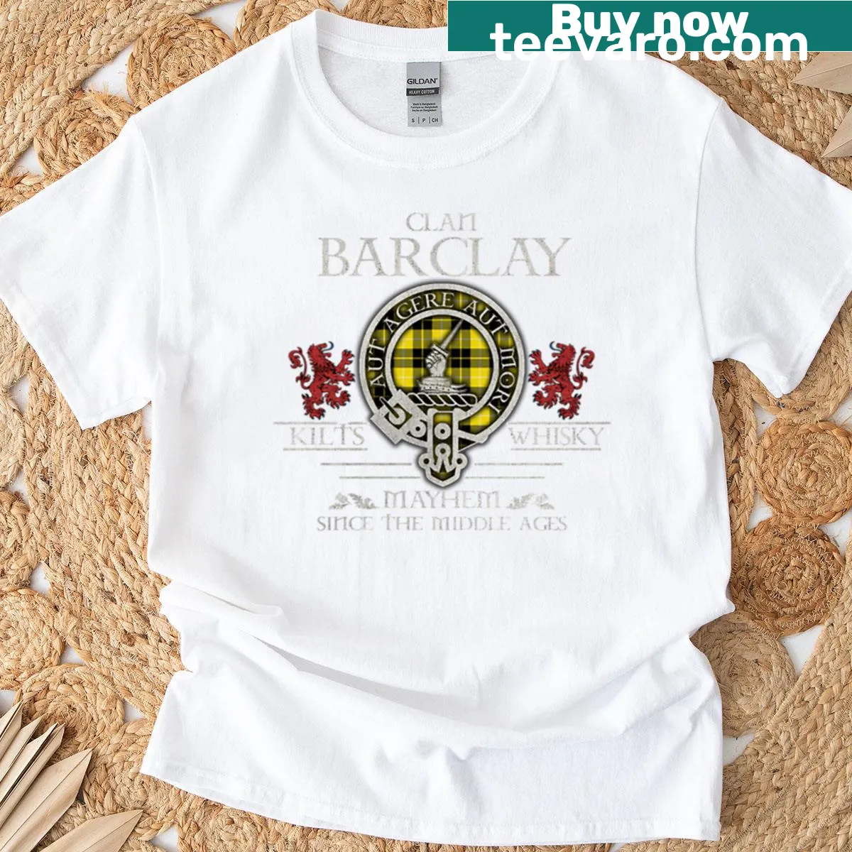 Clan Barclay tartan crest design for family pride — on a men's t-shirt