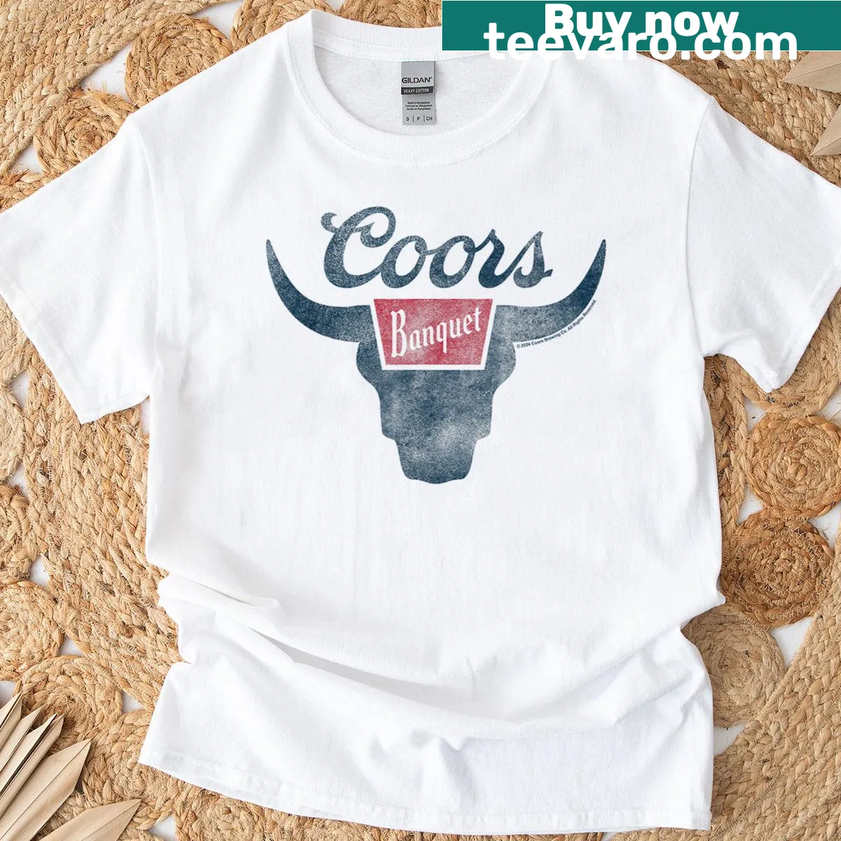 Distressed Coors Brewing logo on a vintage-style t-shirt — on a men's t-shirt