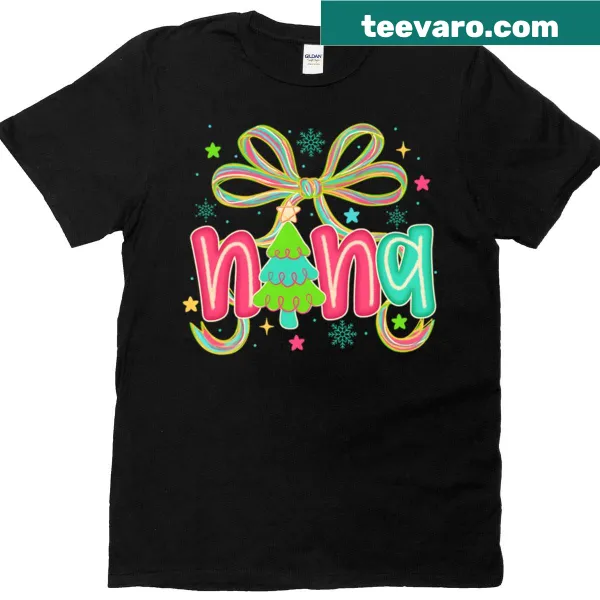 Cute Christmas illustrations for grandmas on an oversized tee