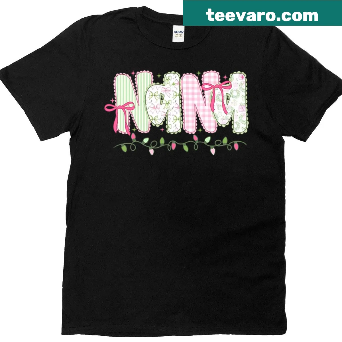 Whimsical Nana illustration for Christmas on a tee — on a men's t-shirt