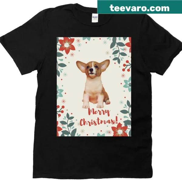 Adorable corgi graphic for Christmas on a t-shirt