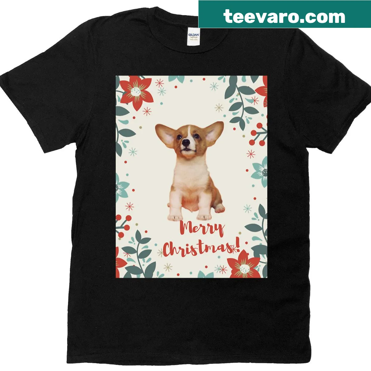 Adorable corgi graphic for Christmas on a t-shirt — on a men's t-shirt