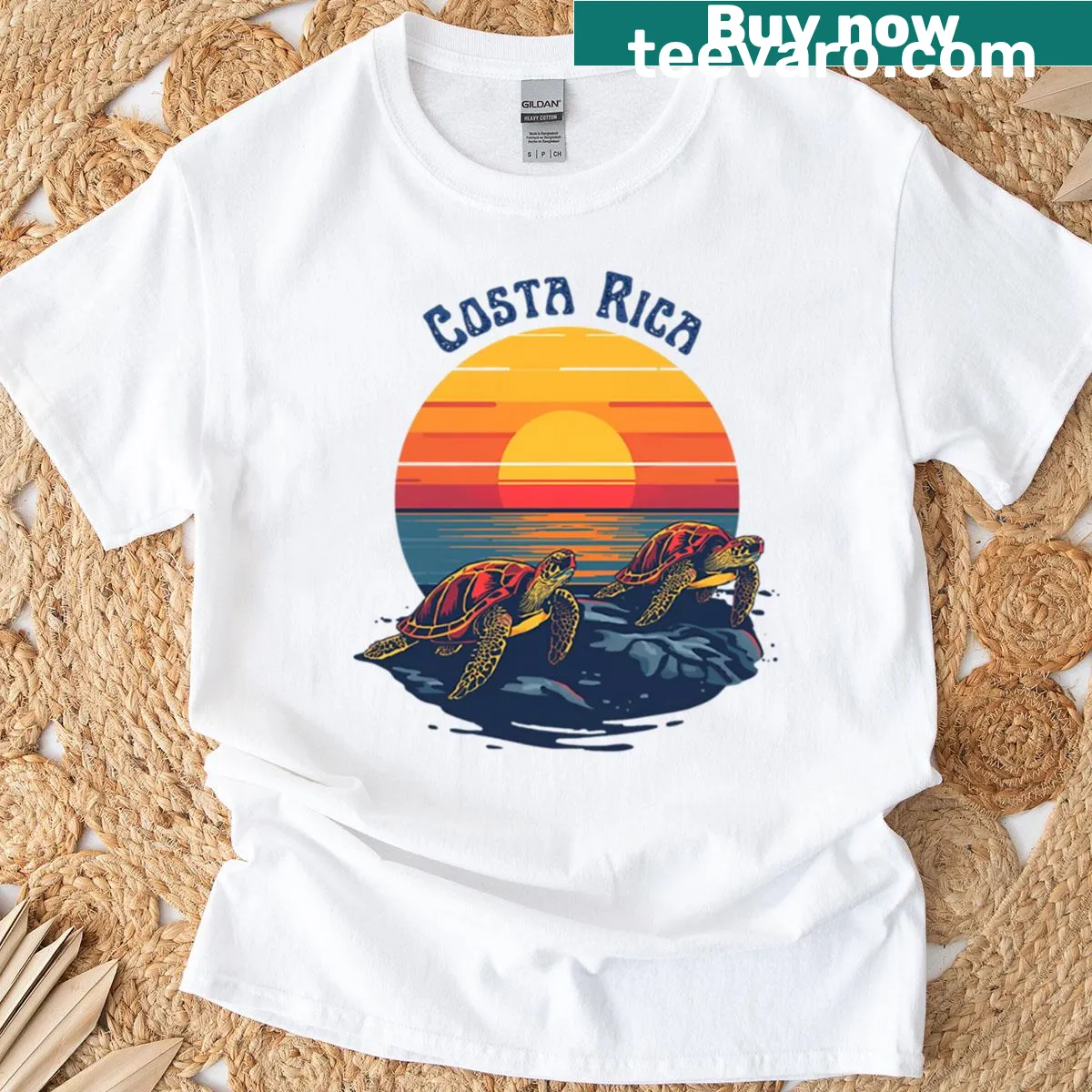 Realistic sea turtles design, celebrating Costa Rica's marine life. — on a men's t-shirt