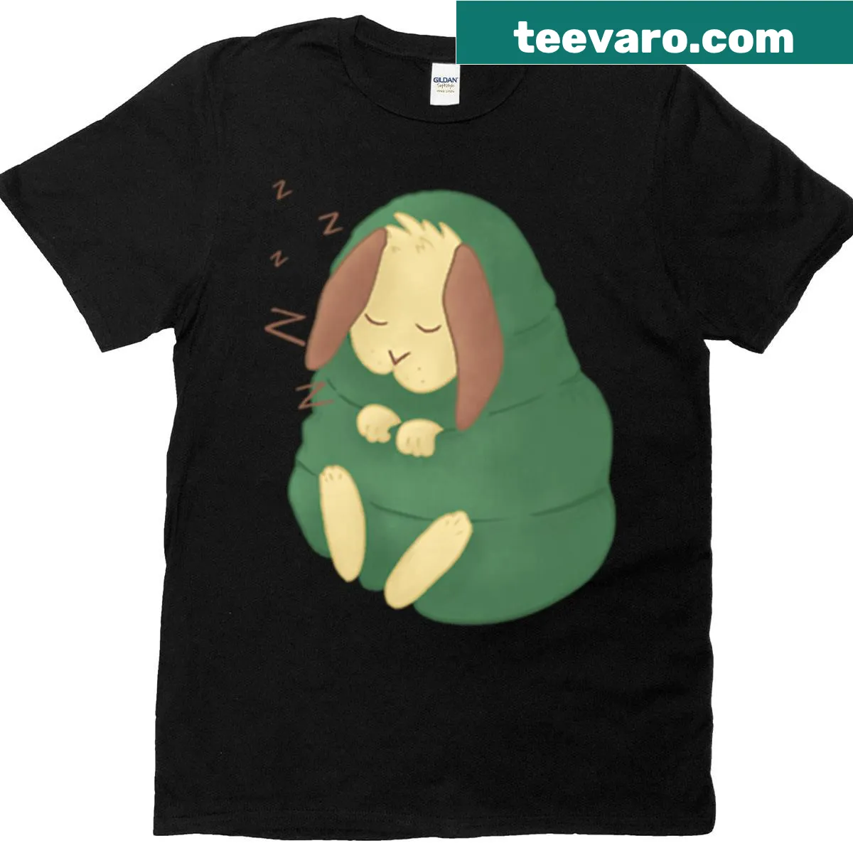 Adorable sleeping bunny illustration on a kids' T-shirt — on a men's t-shirt