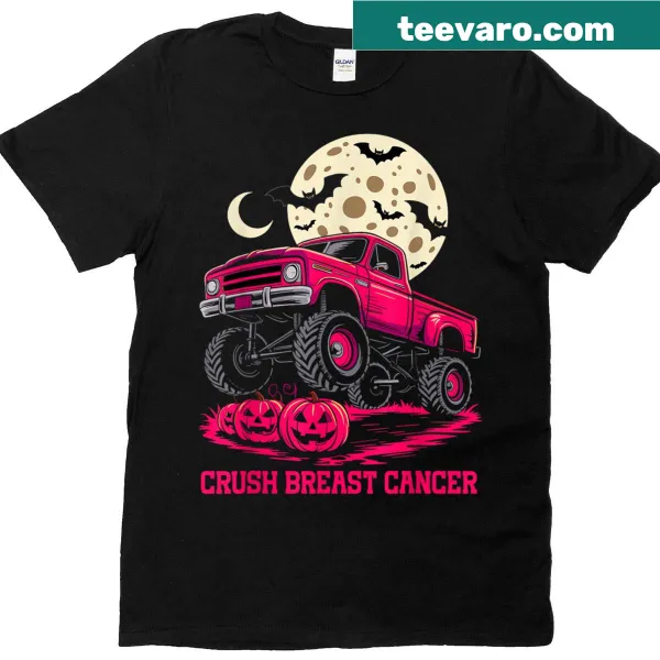Pink truck illustration for Breast Cancer Awareness on kids' Halloween t-shirt