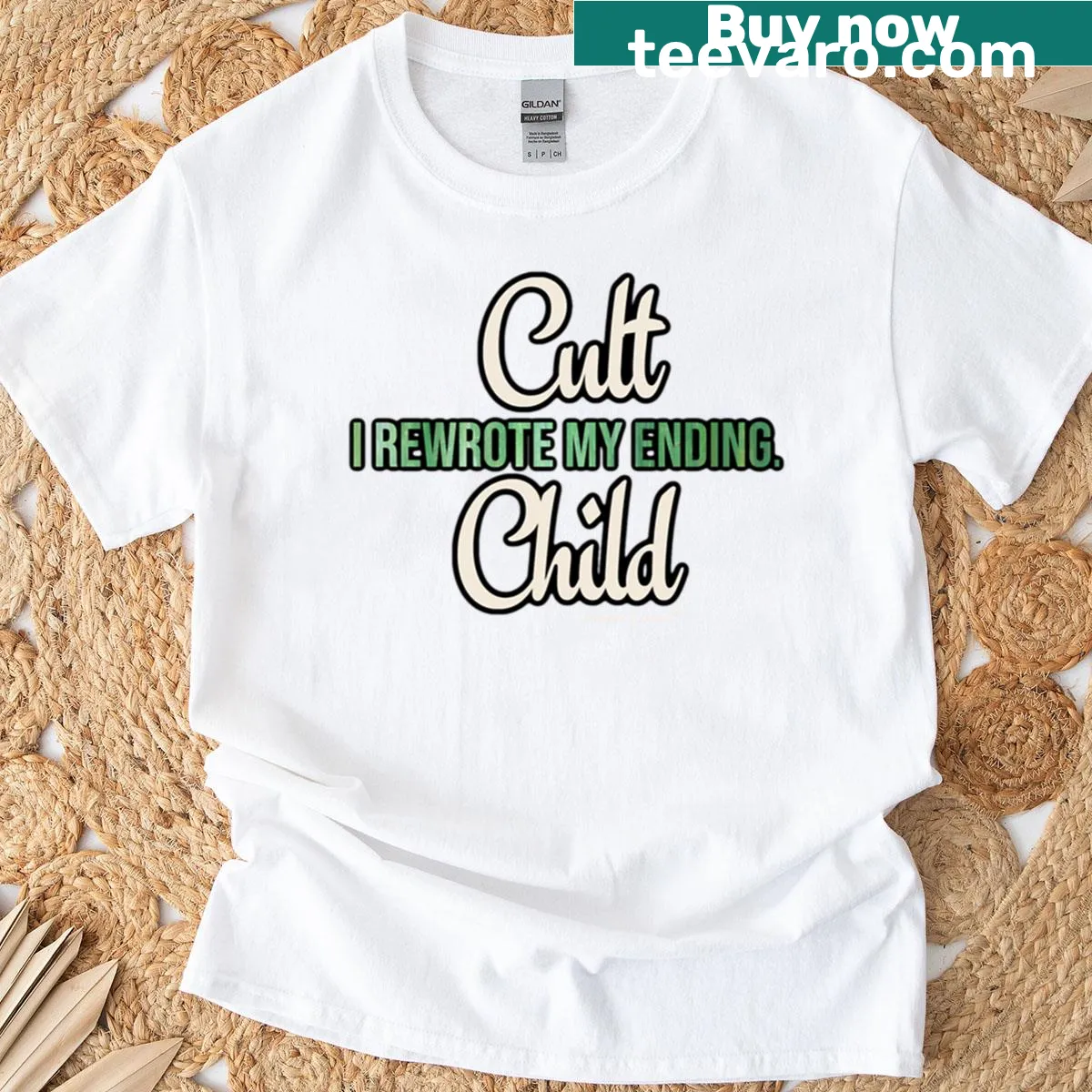Inspirational typography t-shirt with the phrase I Rewrote My Ending — on a men's t-shirt