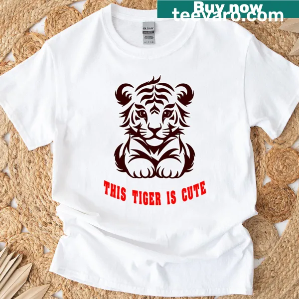 Illustration of a cute little tiger on a children's t-shirt