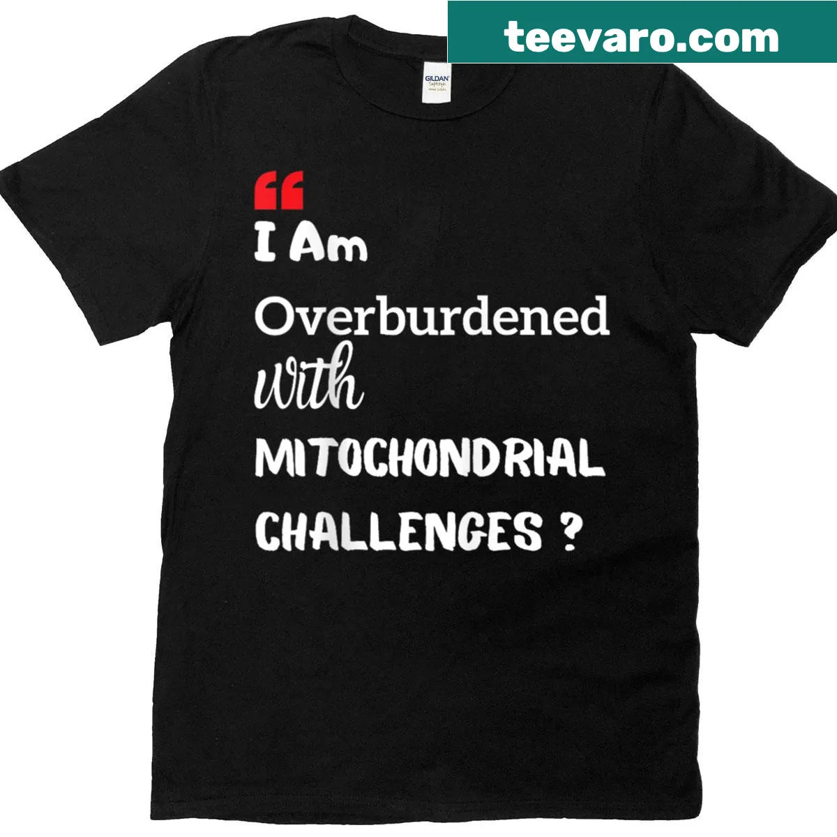 Funny molecular biology joke about mitochondria on a T-shirt — on a men's t-shirt