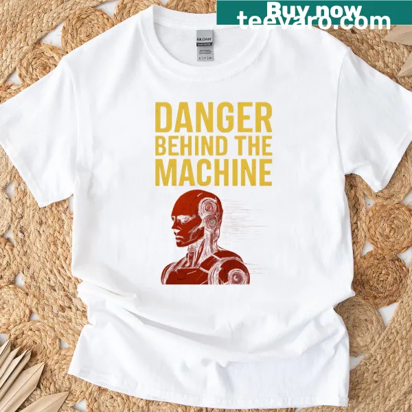 Illustration of AI awareness on a t-shirt with a machine theme