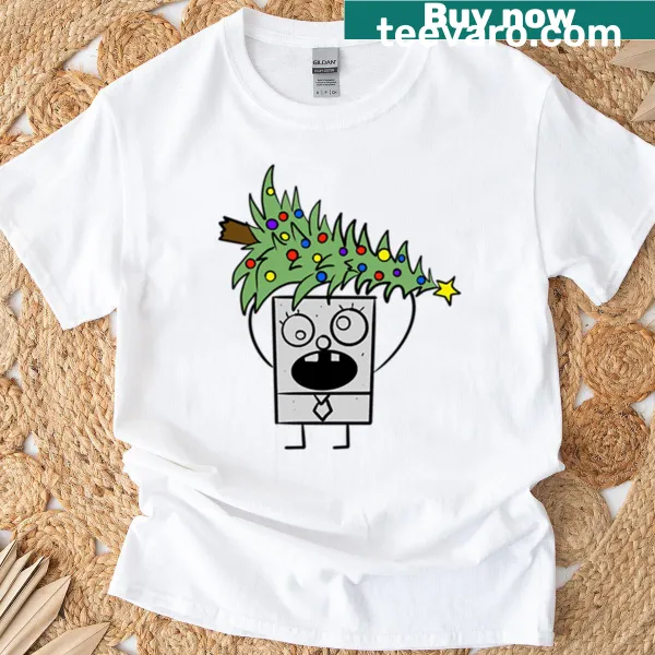 Oversized T-shirt featuring Doodlebob in a Christmas setting