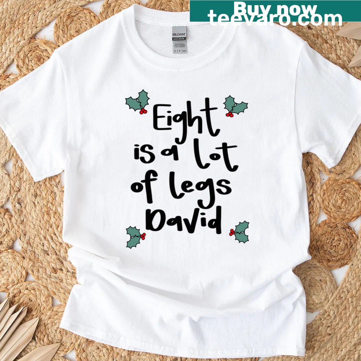 Funny T-shirt featuring the phrase 'Eight Is A Lot Of Legs' — on a men's t-shirt