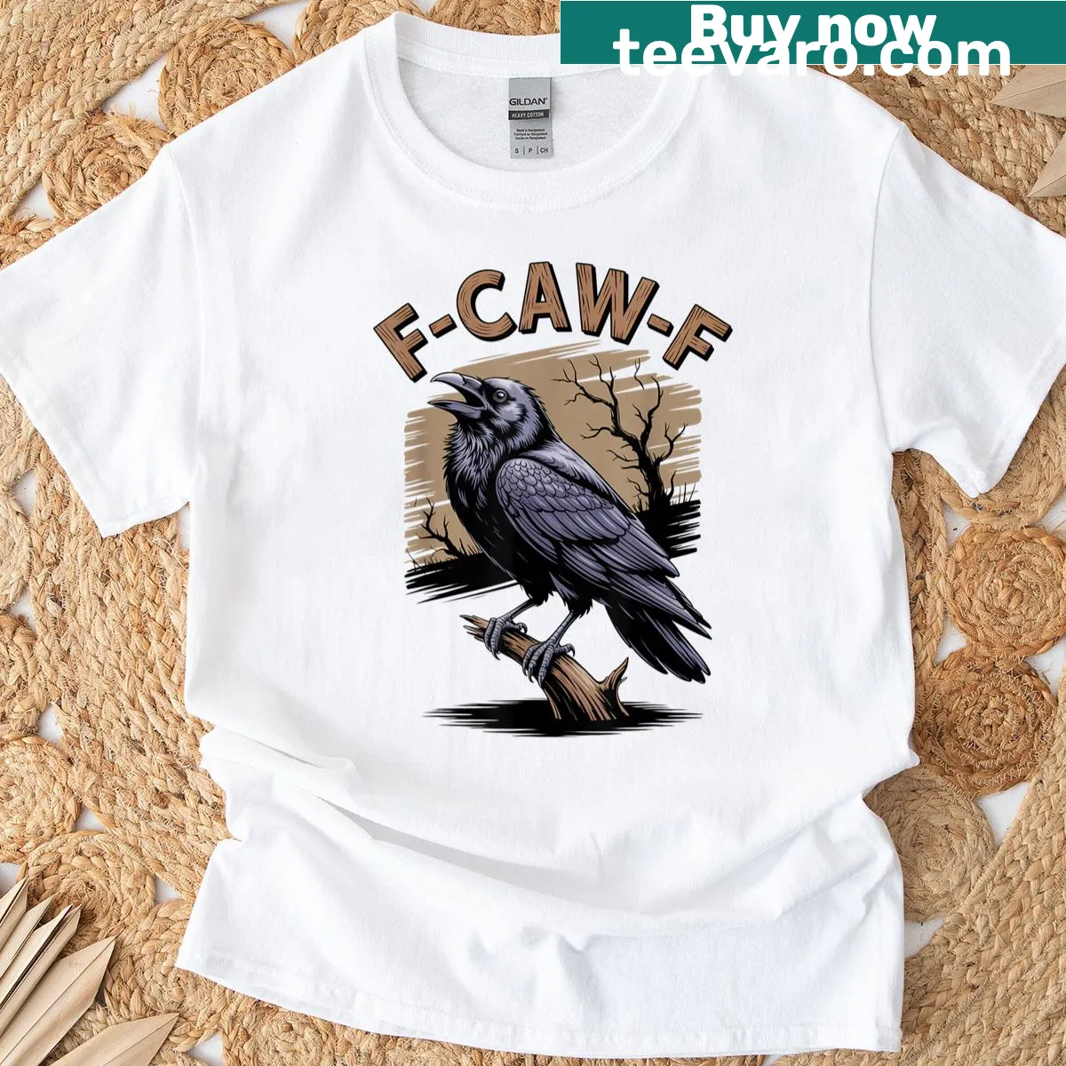 T-shirt featuring a stylish illustration of a black crow — on a men's t-shirt