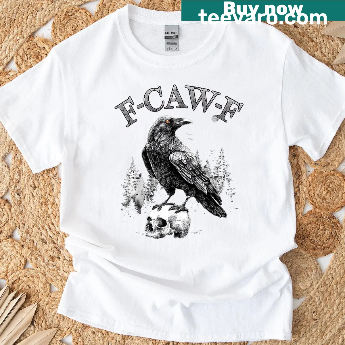 Funny quote T-shirt featuring a crow humor design — on a men's t-shirt