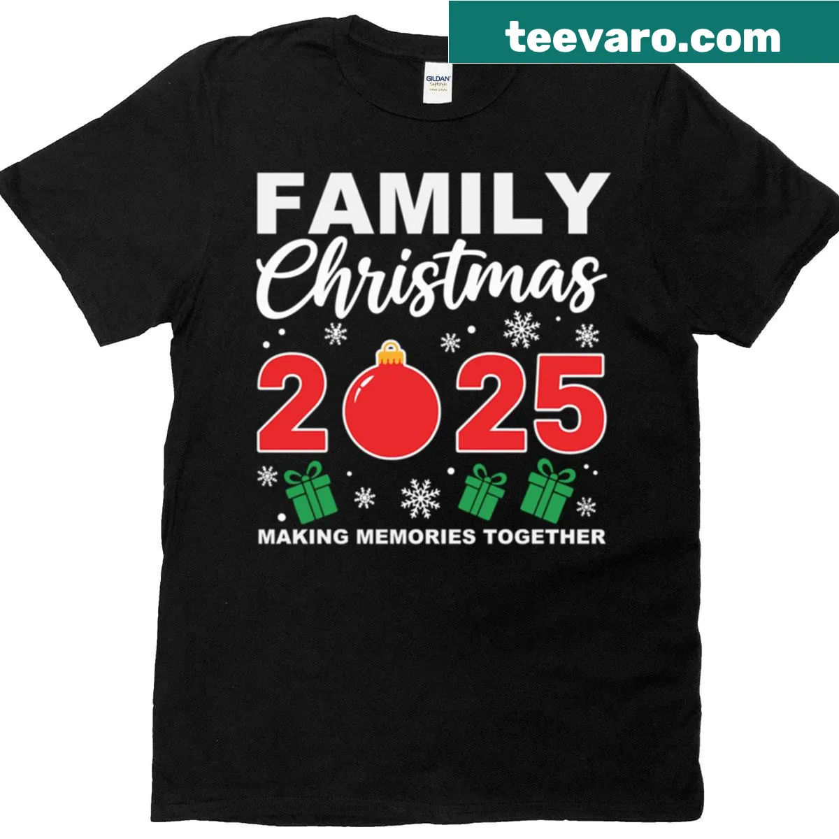 Typography design celebrating family memories for Christmas 2025 — on a men's t-shirt