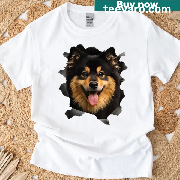 T-shirt featuring an illustration of a Finnish Lapphund