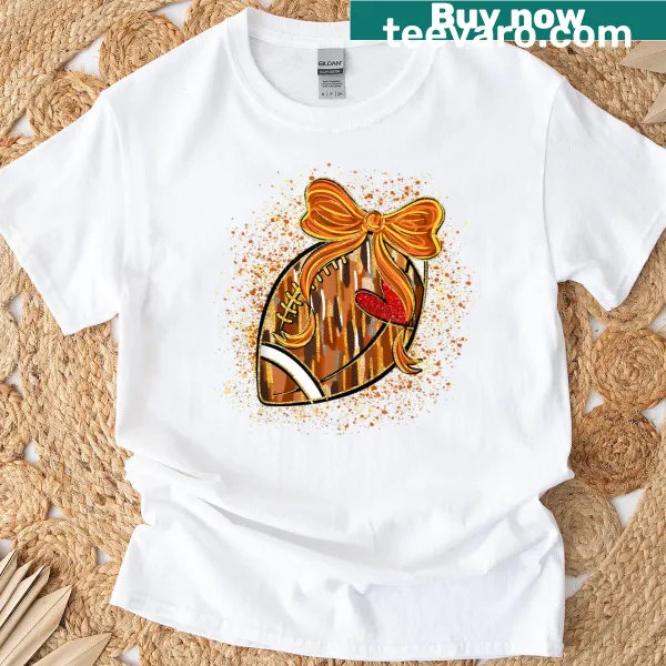 Football Coquette T-shirt with bow graphic for women