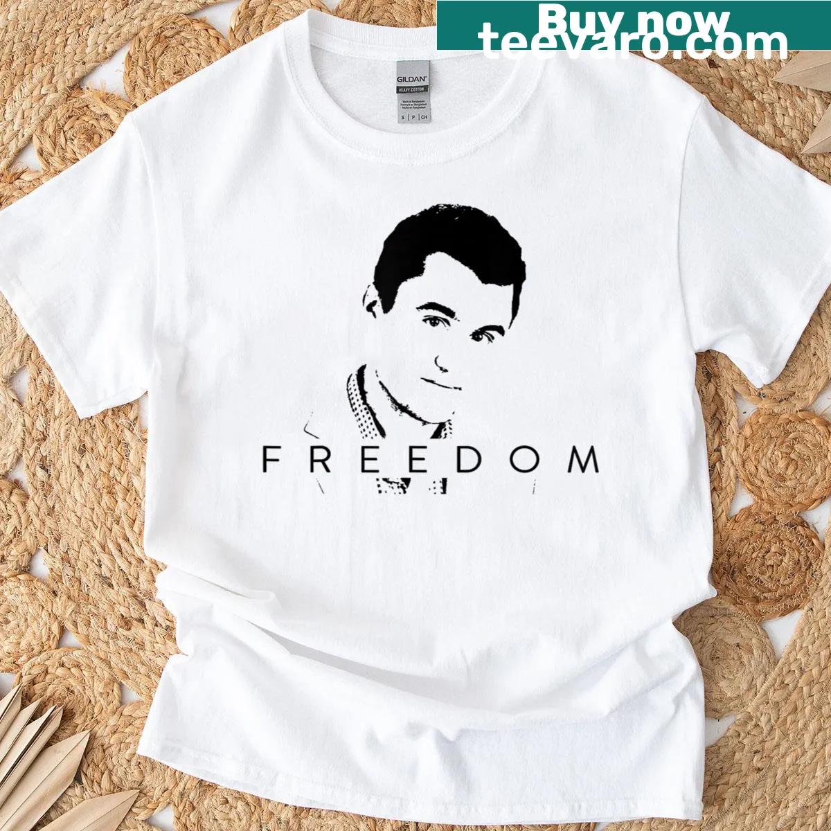 Patriotic Freedom graphic t-shirt — on a men's t-shirt