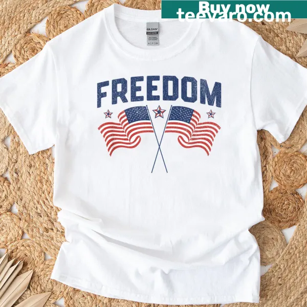 Vintage USA flag graphic on a freedom-themed t-shirt