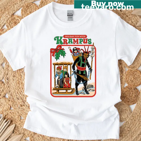 Illustration of Krampus on a Fun With Krampus t-shirt