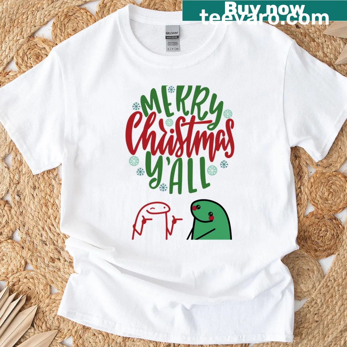 Whimsical Christmas sign graphic on a festive t-shirt — on a men's t-shirt