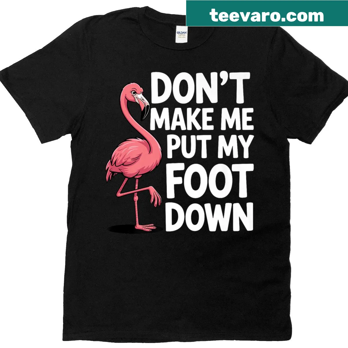 Whimsical flamingo graphic on a fun T-shirt — on a men's t-shirt