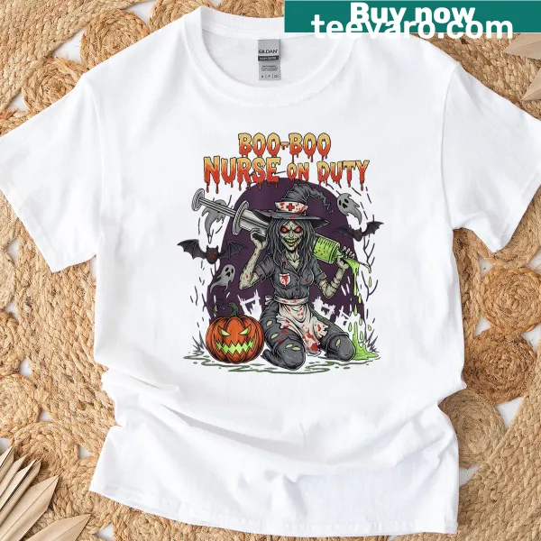 Funny Halloween Nurse Tee with Boo-boo Nurses design