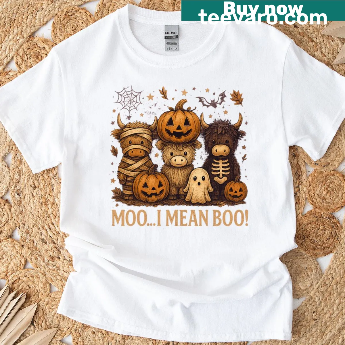 Humorous ghost cow Halloween t-shirt — on a men's t-shirt