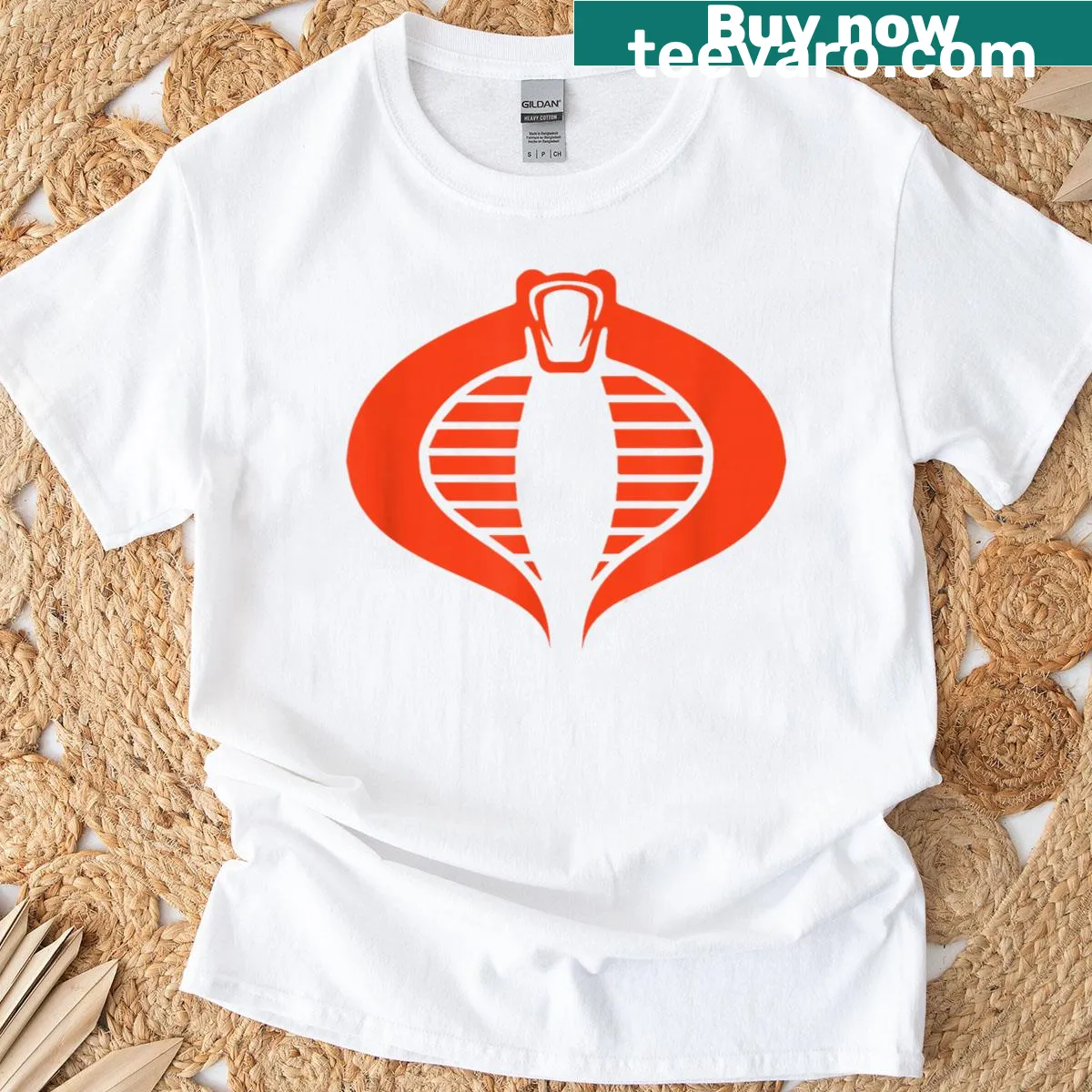 Cobra Command logo T-shirt from G.I. Joe featuring a fierce snake emblem — on a men's t-shirt