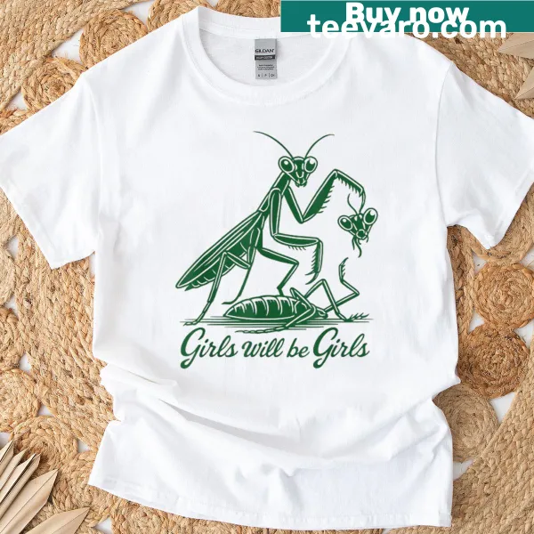 Praying mantis illustration with feminist text for entomologists.