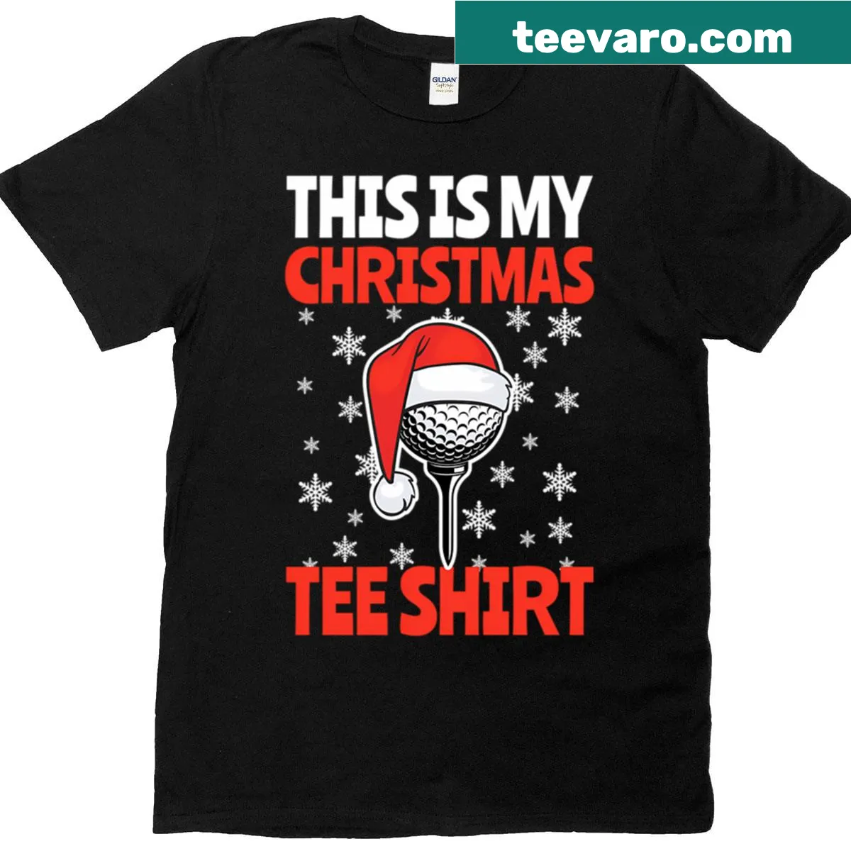 Funny Christmas Golfing T-shirt with pun design — on a men's t-shirt