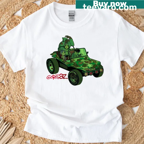 Reverse design of Gorillaz Geep logo on a t-shirt