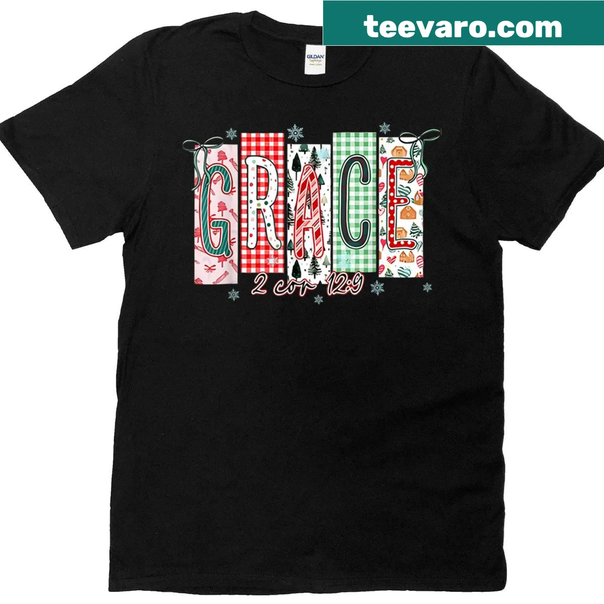 Cute Christmas T-shirt featuring Santa with a bow illustration — on a men's t-shirt