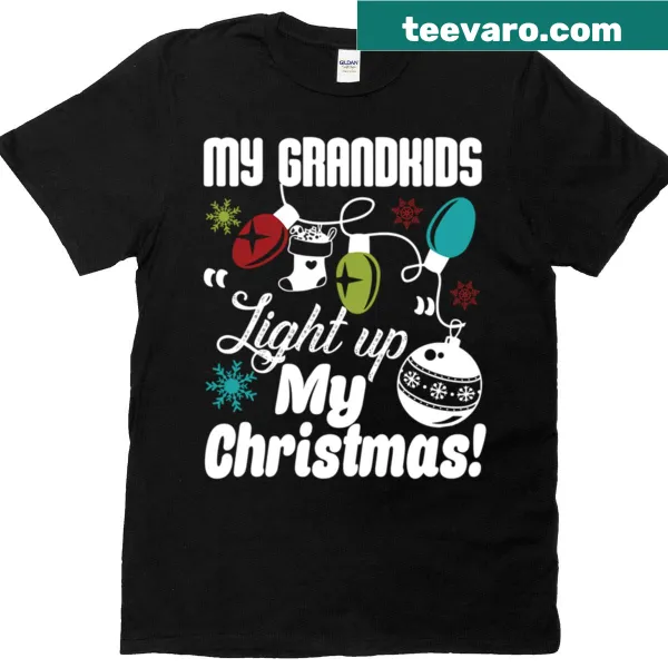 Graphic tee with text 'My Grandkids Light Up My Christmas'