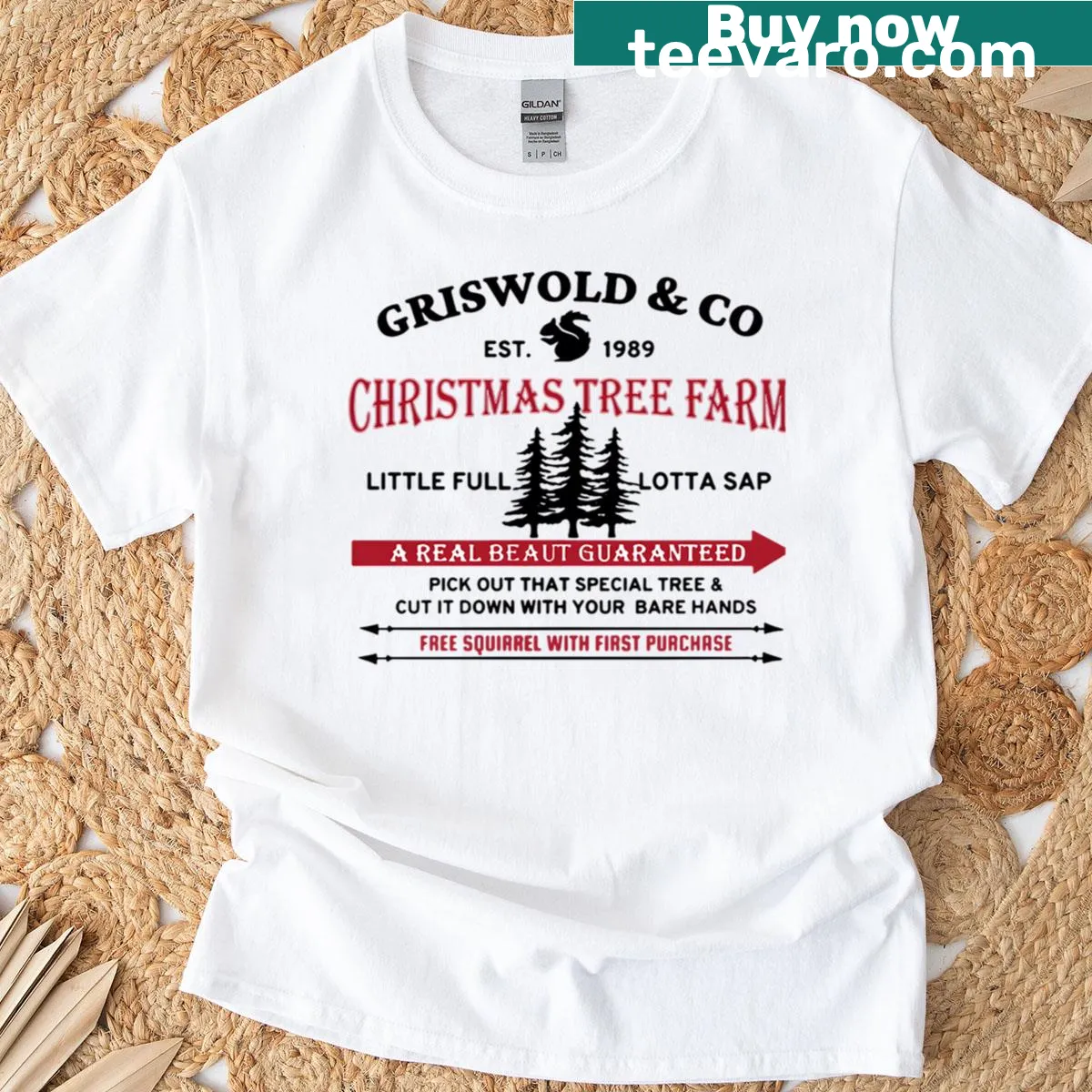 Vintage Griswold Co tree farm t-shirt since 1989 — on a men's t-shirt