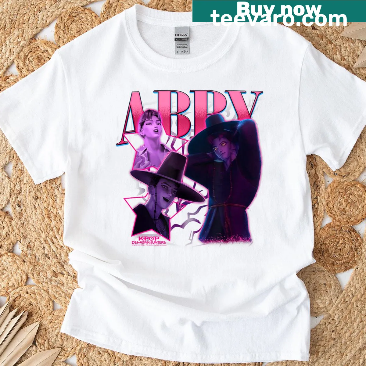 Retro Y2K style Halloween Abby showcase t-shirt design — on a men's t-shirt