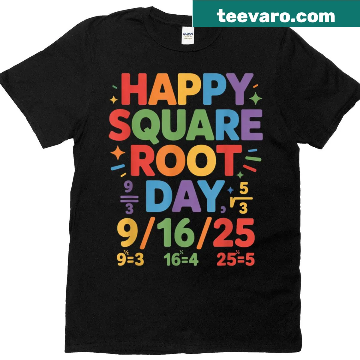 Retro t-shirt celebrating Square Root Day with playful graphics — on a men's t-shirt