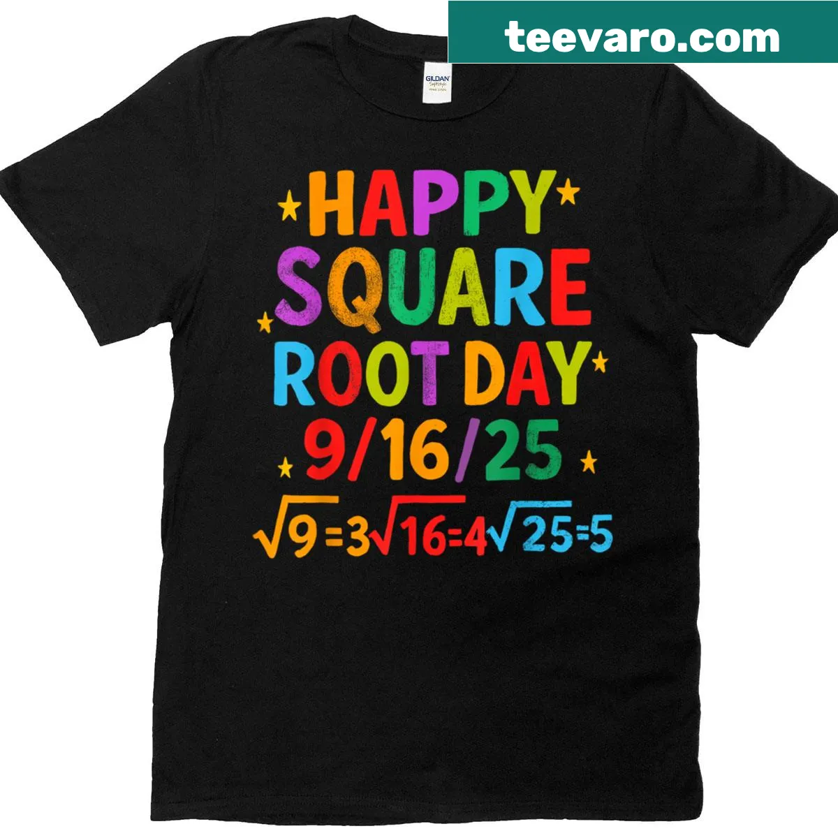 Funny math-themed T-shirt celebrating Square Root Day with playful typography — on a men's t-shirt