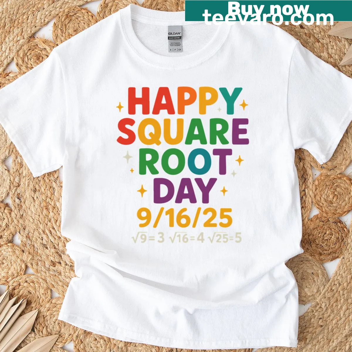 Funny T-shirt celebrating Square Root Day with bold text — on a men's t-shirt