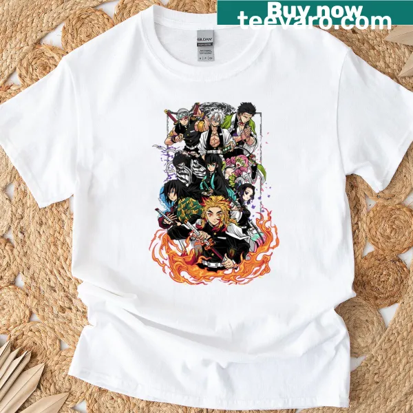 Hashira design on a Demon Slayer fan t-shirt