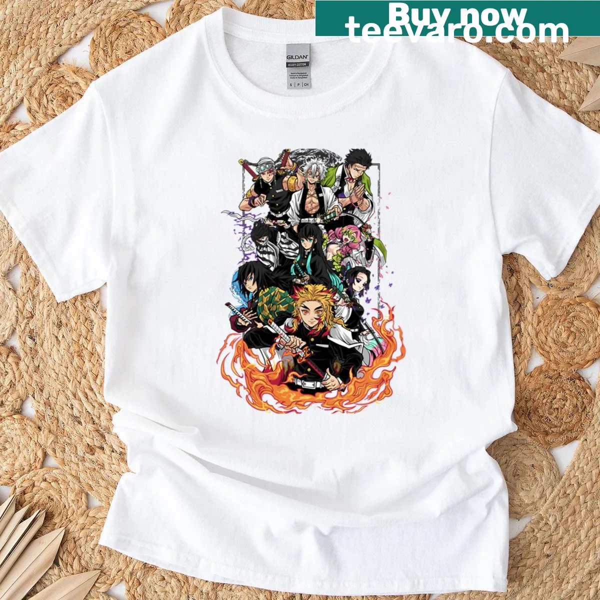 Hashira design on a Demon Slayer fan t-shirt — on a men's t-shirt