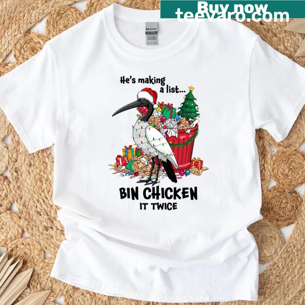 Playful Christmas t-shirt featuring a humorous depiction of the Australian ibis