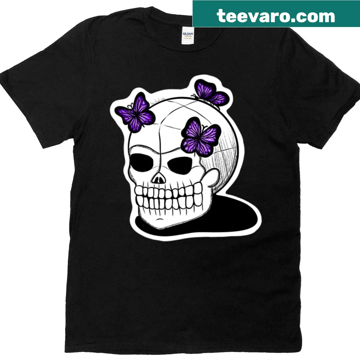 Illustrated graphic tee showing a head filled with butterflies for Halloween — on a men's t-shirt