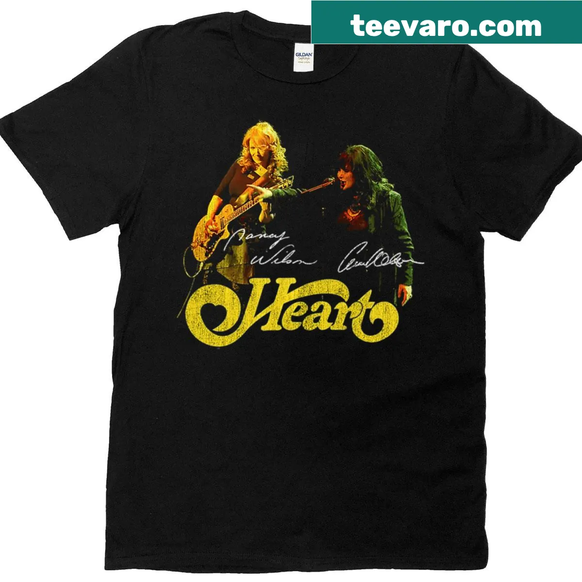 T-shirt featuring illustrative design paying tribute to Heart band — on a men's t-shirt