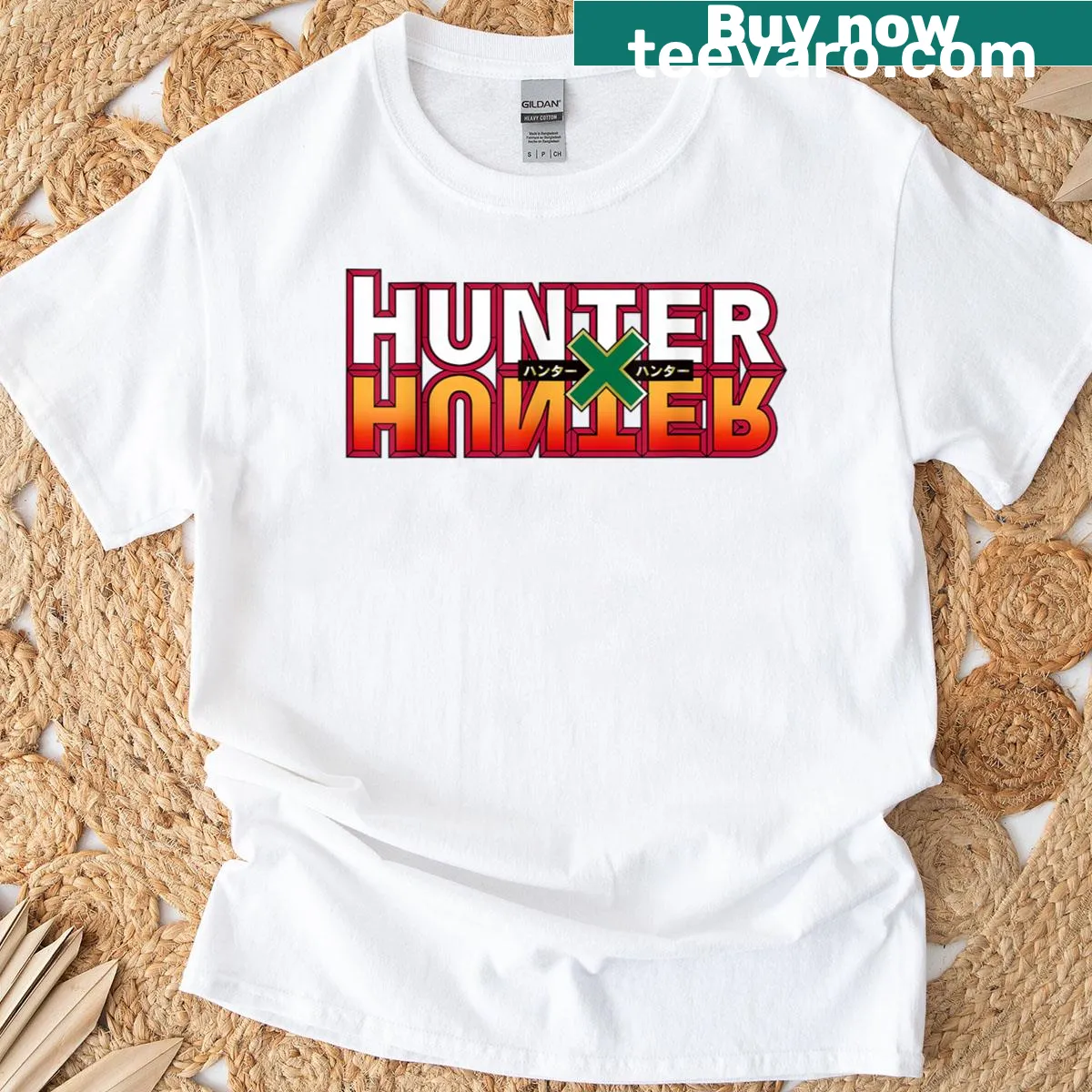 T-shirt featuring the iconic logo from Hunter X Hunter anime — on a men's t-shirt