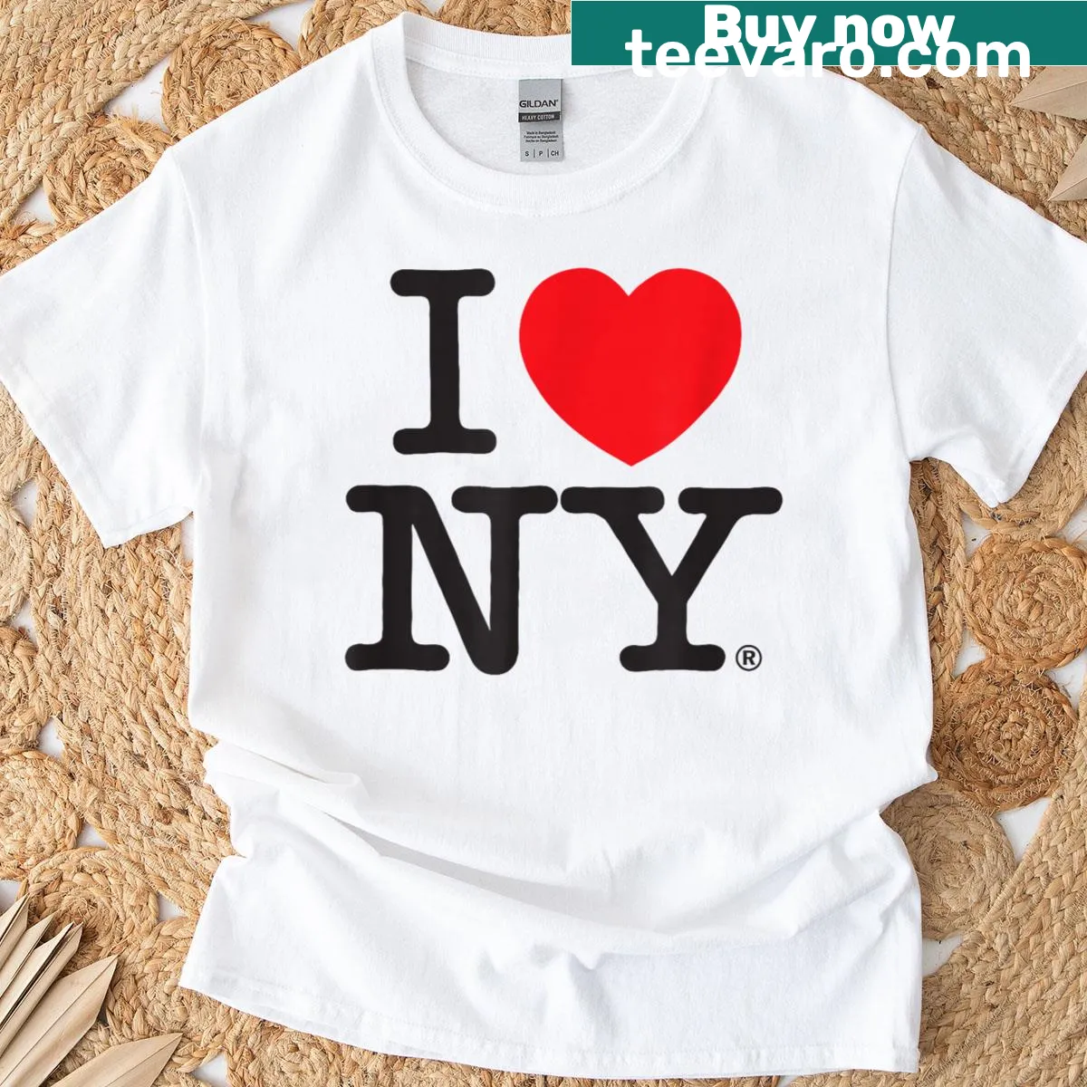 I Love New York logo t-shirt — on a men's t-shirt