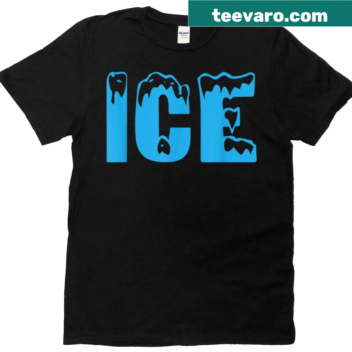 Funny Halloween T-shirt with 'Ice Bag Logo' graphic and meme theme — on a men's t-shirt