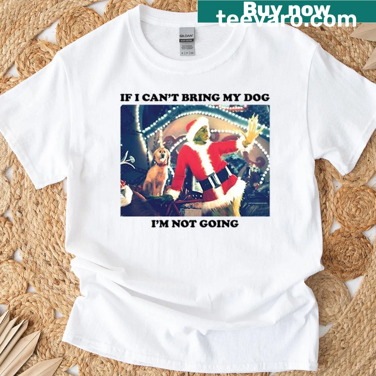 Cartoon Santa dabbing in a humorous Christmas T-shirt — on a men's t-shirt